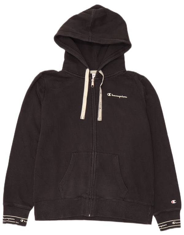 Champion Womens Graphic Zip Hoodie Sweater UK 18 XL Black Cotton