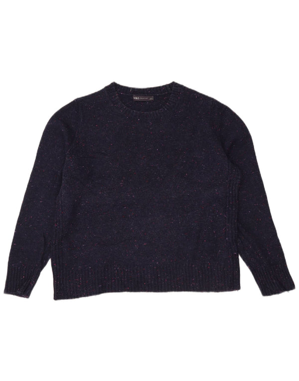 Marks & Spencer Womens Crew Neck Jumper Sweater UK 12 Medium Navy Blue