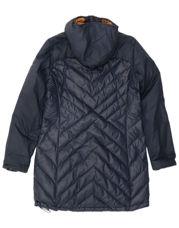 MAMMUT Womens Hooded Padded Coat UK 12 Medium Navy Blue Polyester