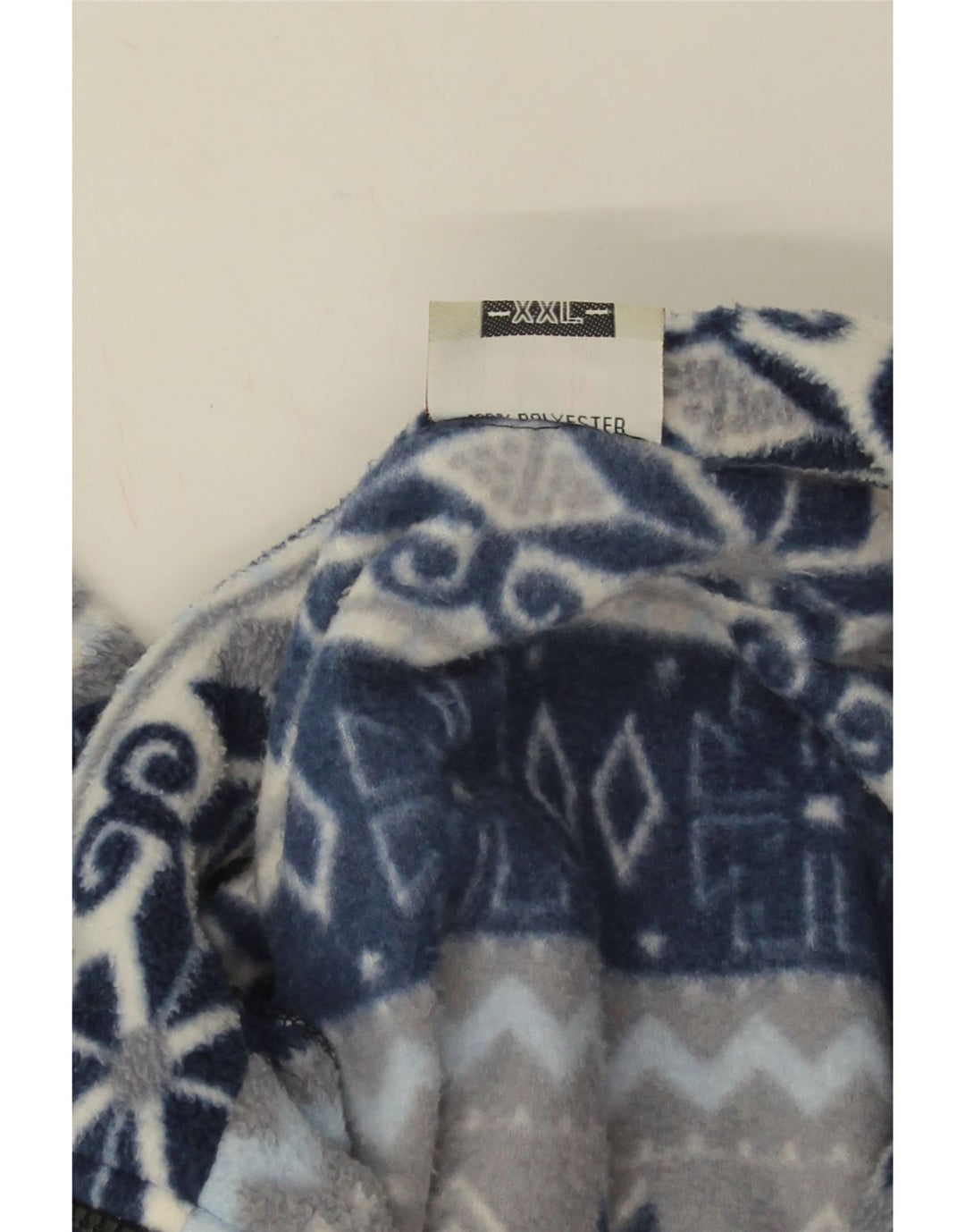 Vintage Mens Fleece Jacket UK 44 2XL Navy Blue Fair Isle Polyester