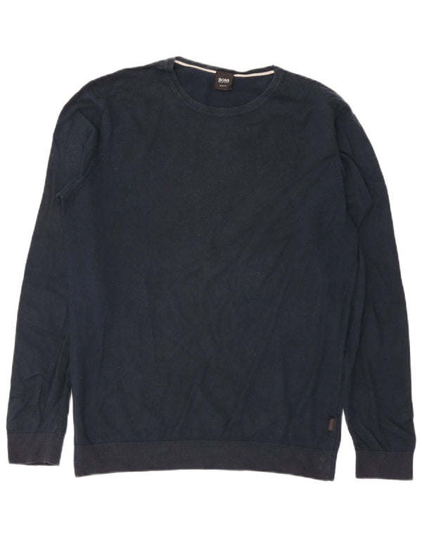 Hugo Boss Mens Crew Neck Jumper Sweater Large Navy Blue