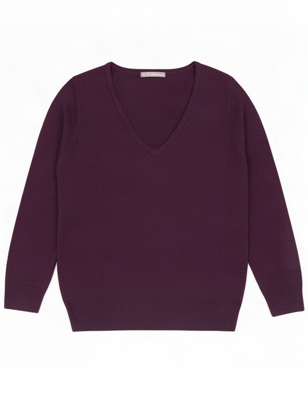 Marks & Spencer Womens V-Neck Jumper Sweater UK 16 Large Purple