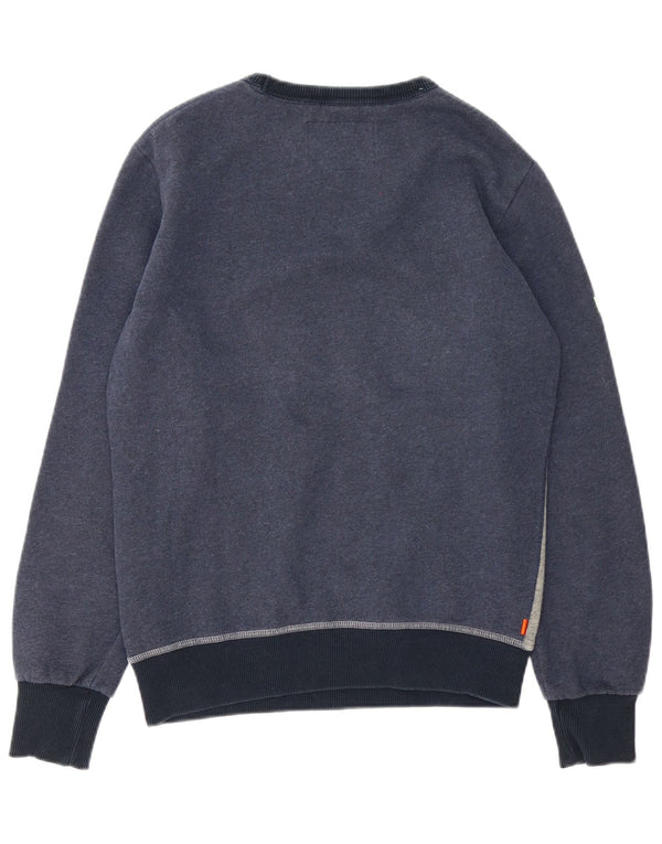 Superdry Mens Graphic Sweatshirt Jumper Medium Navy Blue Colourblock Cotton