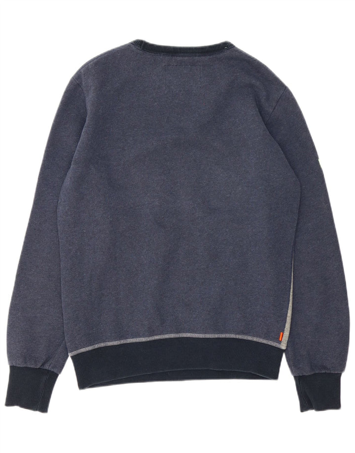 Superdry Mens Graphic Sweatshirt Jumper Medium Navy Blue Colourblock Cotton
