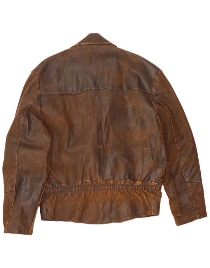 Vintage Mens Leather Biker Jacket UK 42 XL Brown