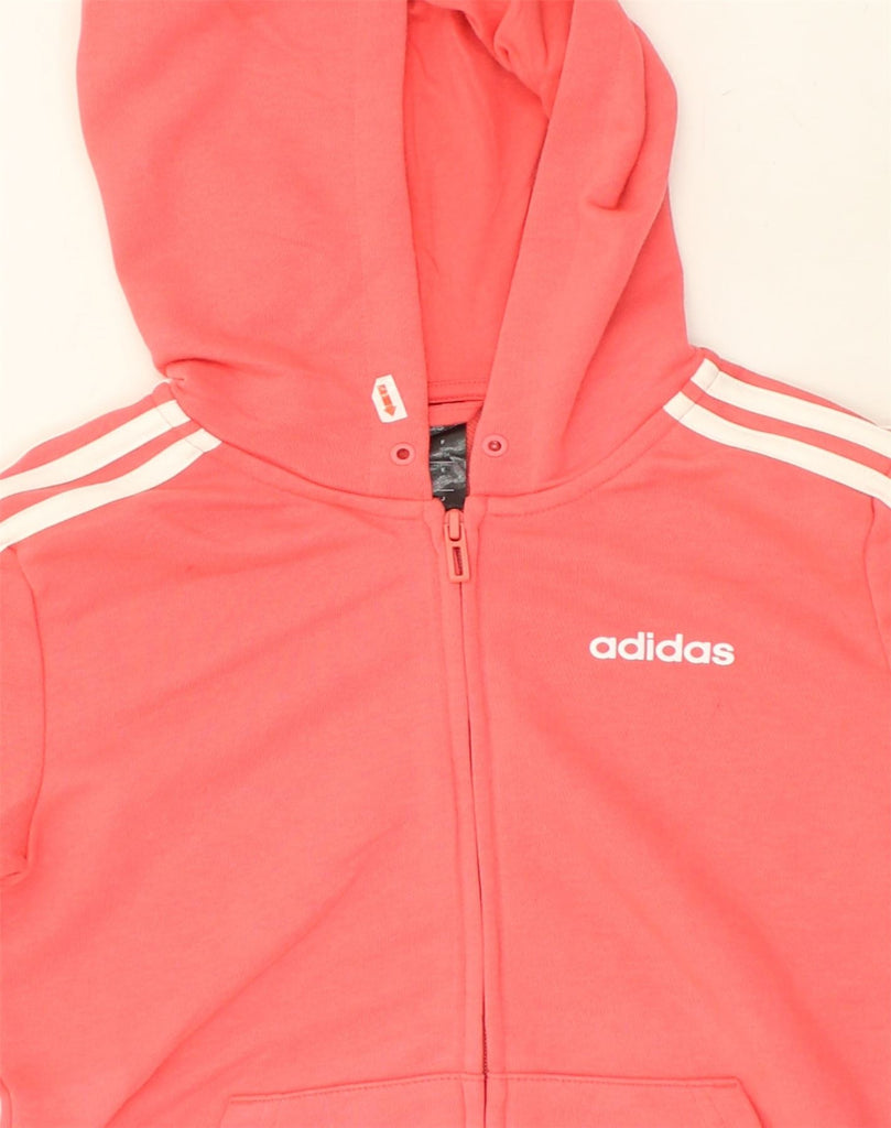 ADIDAS Womens Zip Hoodie Sweater UK 4/6 XS Red Cotton | Vintage Adidas | Thrift | Second-Hand Adidas | Used Clothing | Messina Hembry 