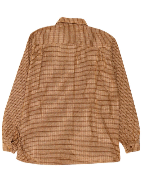 Vintage Mens Flannel Shirt IT 50 15/16 Medium Brown Check Polyester
