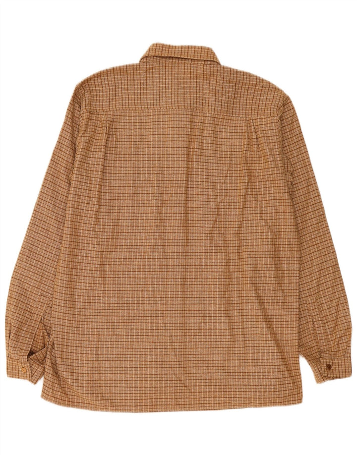Vintage Mens Flannel Shirt IT 50 15/16 Medium Brown Check Polyester