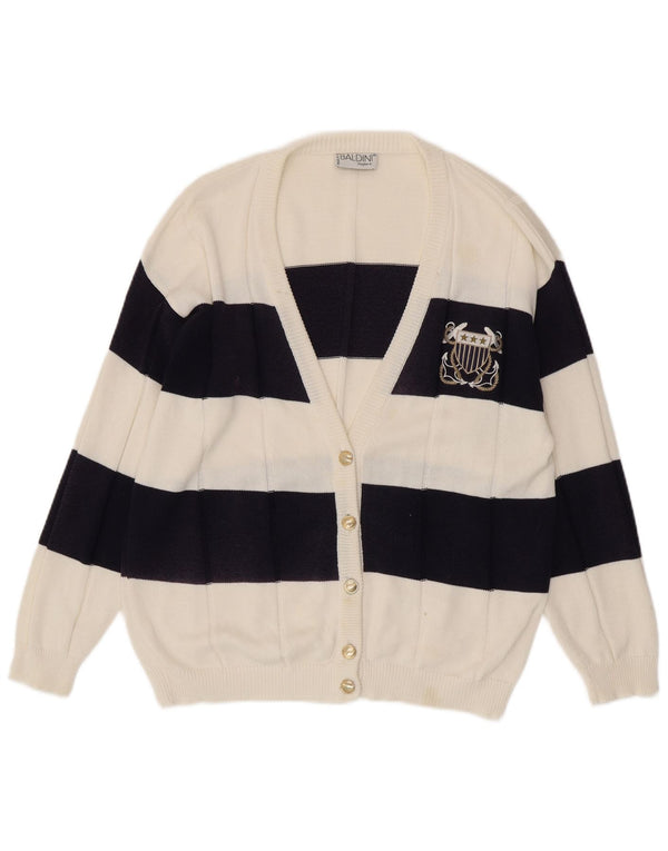 Baldini Womens Cardigan Sweater UK 16 Large White Striped
