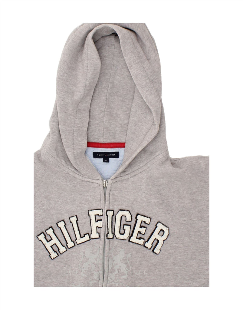 TOMMY HILFIGER Boys Graphic Zip Hoodie Sweater 15-16 Years Grey Cotton Vintage Tommy Hilfiger and Second-Hand Tommy Hilfiger from Messina Hembry 