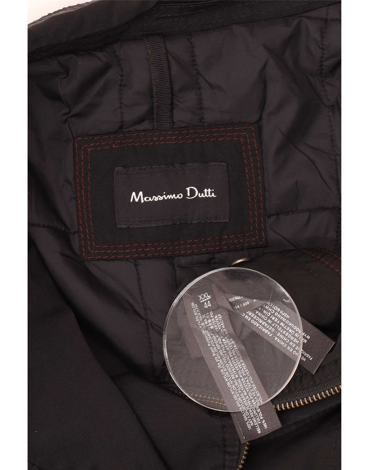 Massimo Dutti Mens Utility Jacket UK 44 2XL Black Nylon