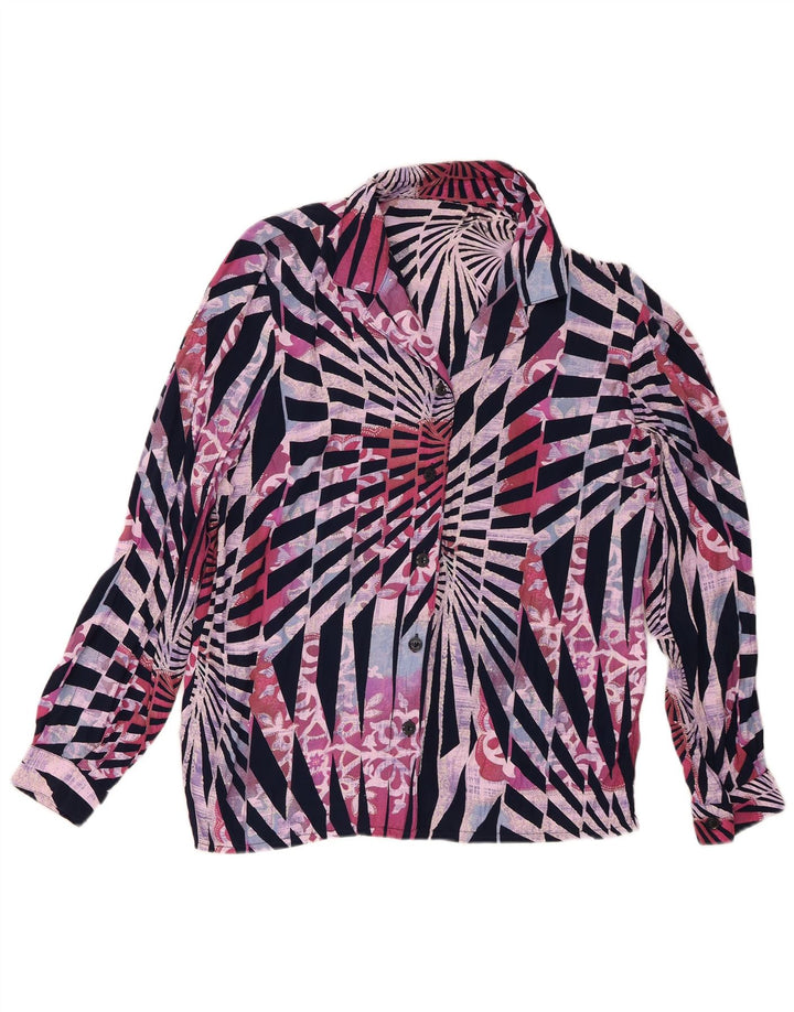 Vintage Womens Shirt UK 14 Medium Multicoloured Geometric Viscose