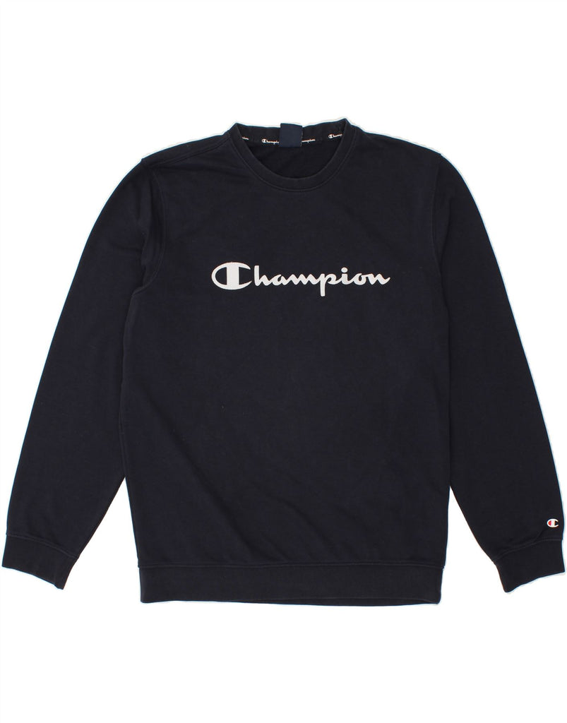 CHAMPION Mens Graphic Sweatshirt Jumper XL Navy Blue Cotton Sports | Vintage Champion | Thrift | Second-Hand Champion | Used Clothing | Messina Hembry 