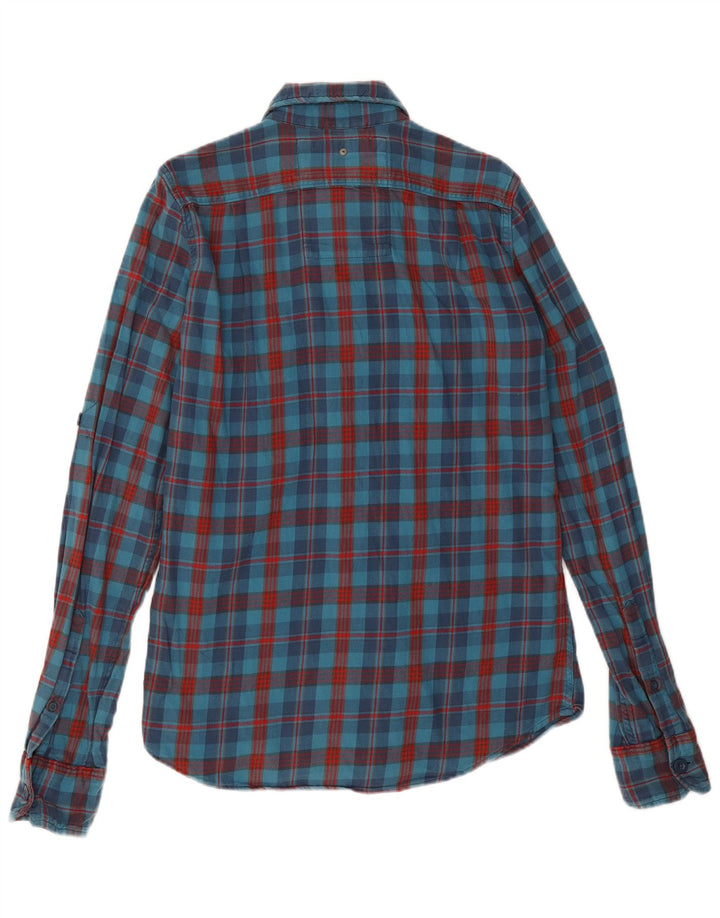 Superdry Mens Flannel Shirt Medium Blue Check Cotton