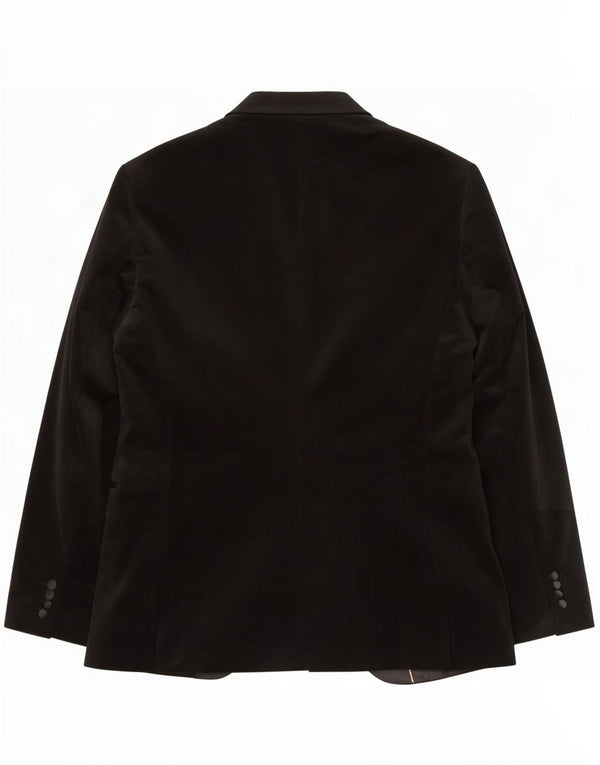 Zara Mens 1 Button Velour Blazer Jacket EU 54 XL Black Polyester