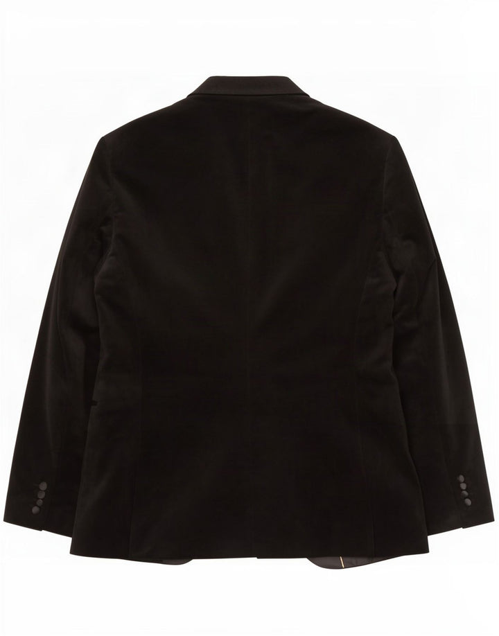 Zara Mens 1 Button Velour Blazer Jacket EU 54 XL Black Polyester
