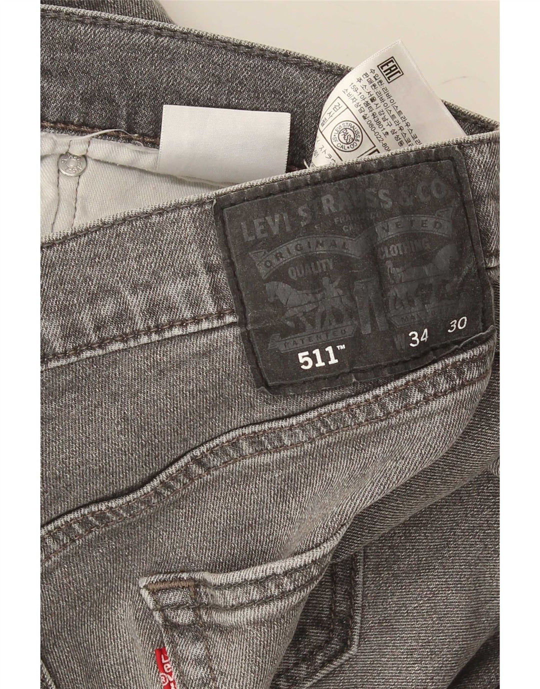 Levi's Mens 511 Slim Jeans W34 L30 Grey Cotton