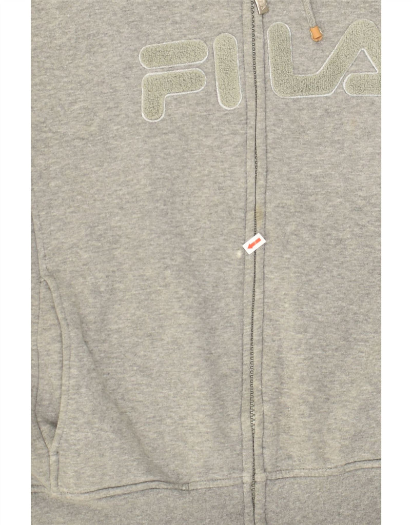 FILA Womens Graphic Zip Hoodie Sweater UK 20 2XL Grey Cotton | Vintage Fila | Thrift | Second-Hand Fila | Used Clothing | Messina Hembry 