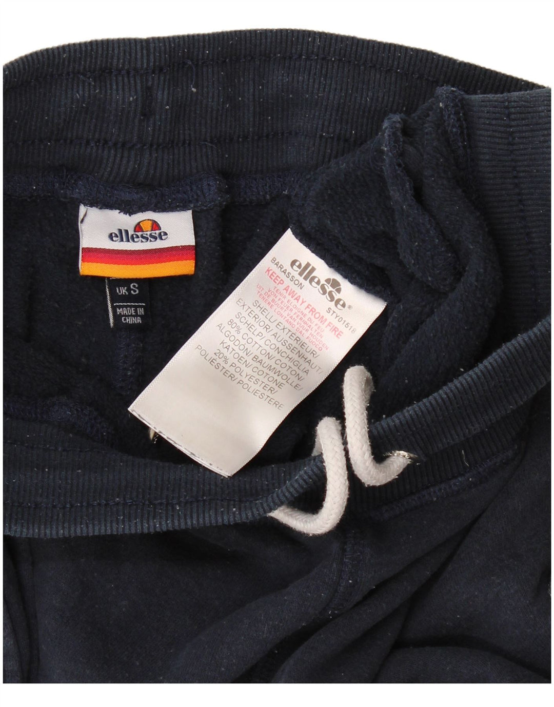 Ellesse Mens Tracksuit Trousers Joggers Small  Navy Blue Cotton
