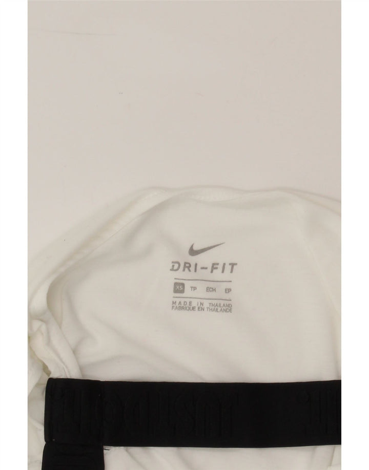 NIKE Womens Dri Fit Graphic Vest Top UK 6 XS White Polyester Vintage Nike and Second-Hand Nike from Messina Hembry 