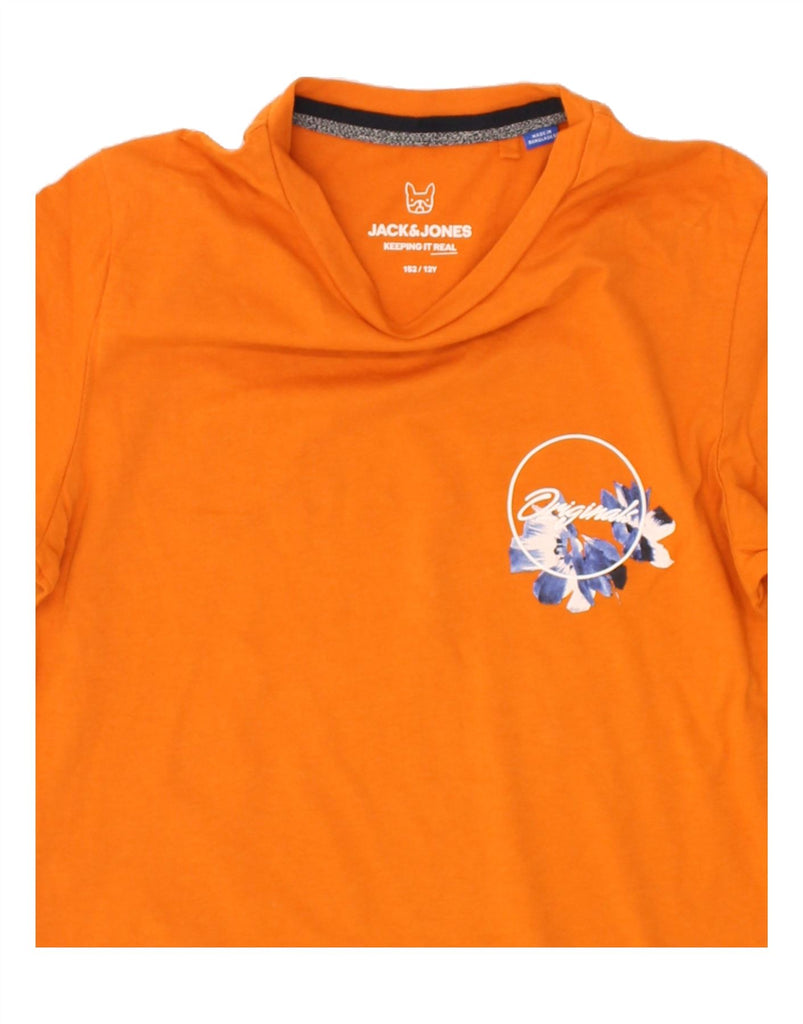 JACK & JONES Boys Graphic T-Shirt Top 11-12 Years Orange Cotton | Vintage Jack & Jones | Thrift | Second-Hand Jack & Jones | Used Clothing | Messina Hembry 