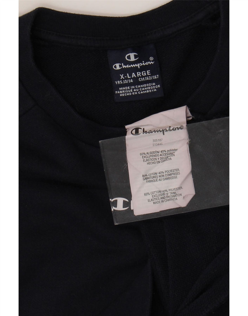 CHAMPION Boys Sweatshirt Jumper 13-14 Years XL Navy Blue Colourblock Vintage Champion and Second-Hand Champion from Messina Hembry 