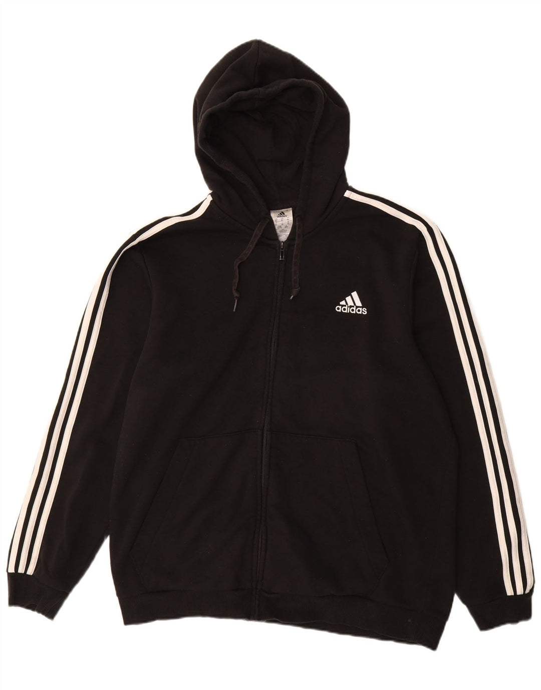 ADIDAS Mens Zip Hoodie Sweater XL Black Cotton