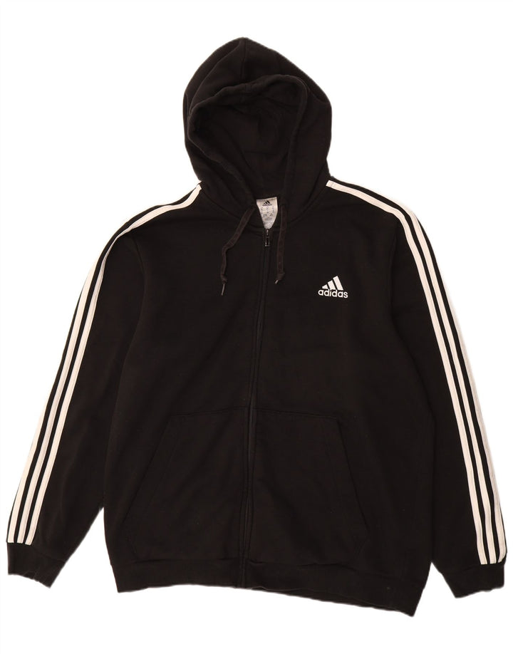 ADIDAS Mens Zip Hoodie Sweater XL Black Cotton