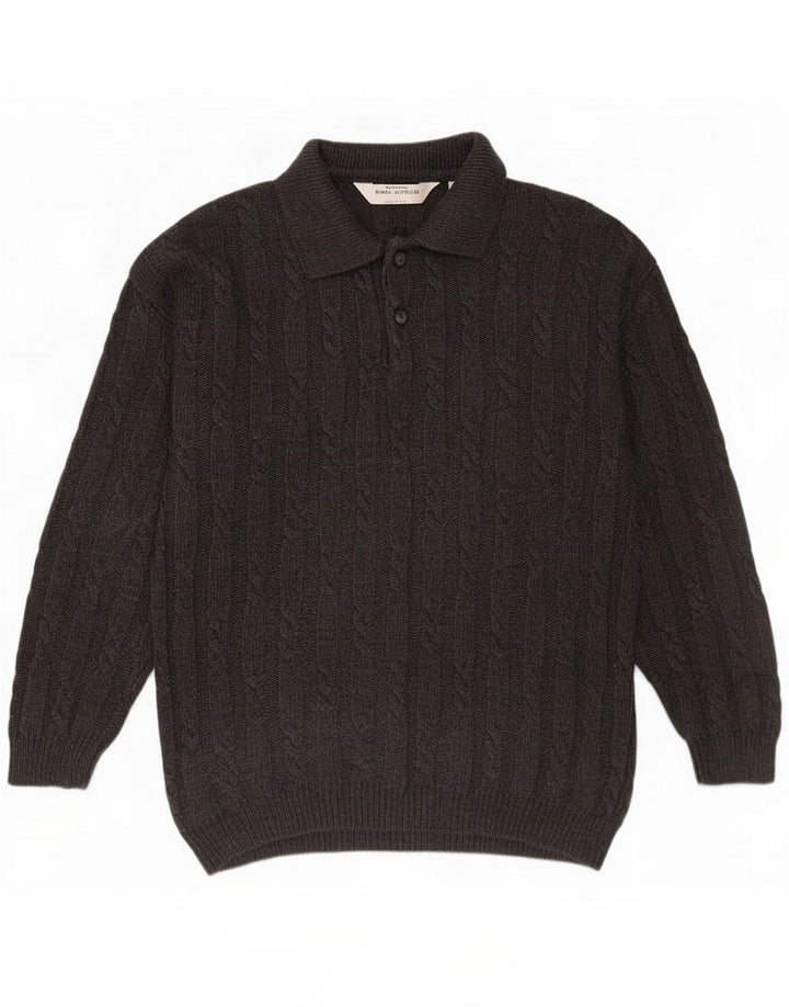 St. Bernard Mens Polo Neck Jumper Sweater Large Grey Wool