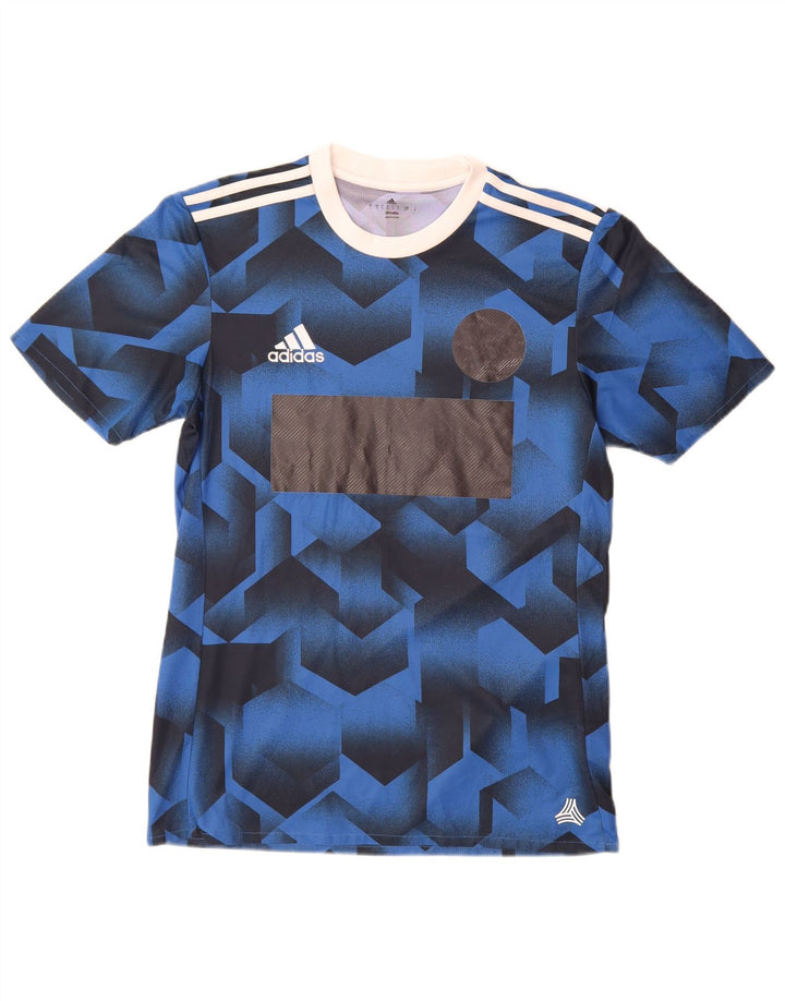 Adidas Mens Climalite Graphic T-Shirt Top Small Blue Geometric Polyester