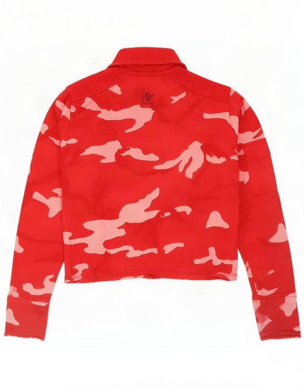Freddy Womens Tracksuit Top Jacket UK 14 Medium Red Camouflage Cotton