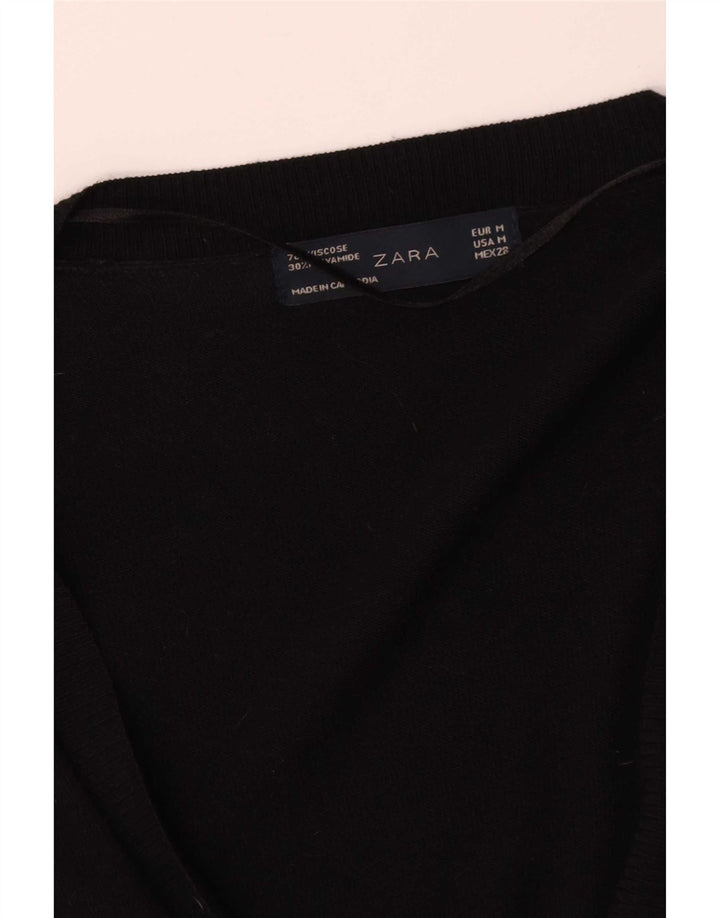 Zara Womens Cardigan Sweater UK 12 Medium Black Viscose