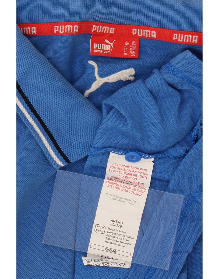 Puma Mens Polo Shirt 2XL Blue Cotton