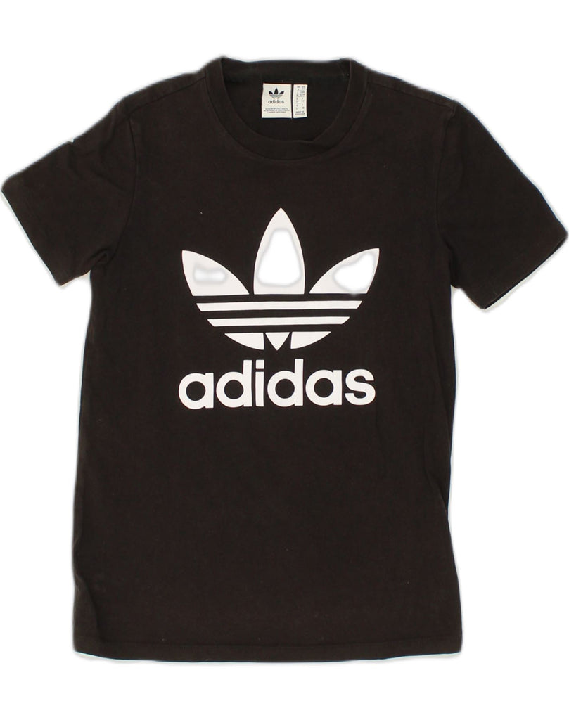 ADIDAS Womens Graphic T-Shirt Top UK 6 XS Black Cotton | Vintage Adidas | Thrift | Second-Hand Adidas | Used Clothing | Messina Hembry 