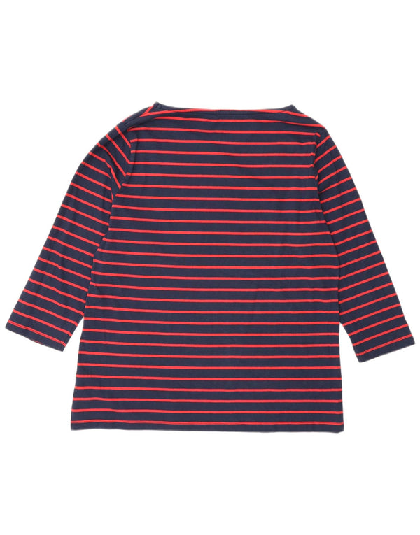 Crew Clothing Womens Top 3/4 Sleeve UK 16 Large Red Striped Cotton