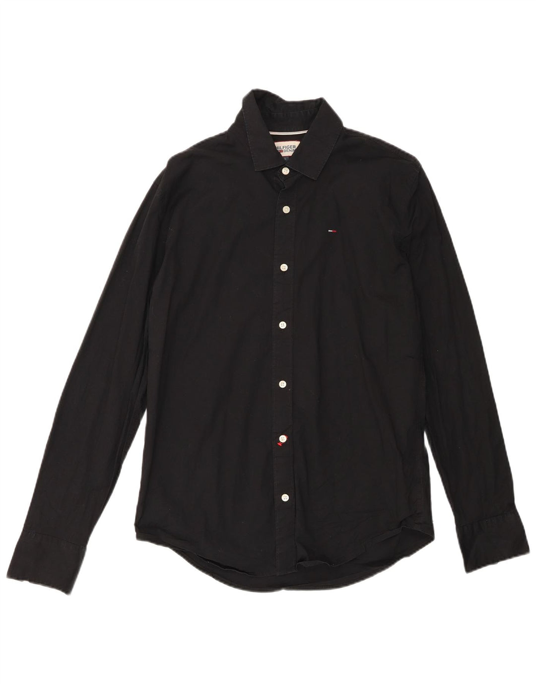 TOMMY HILFIGER Mens Shirt Large Black Cotton