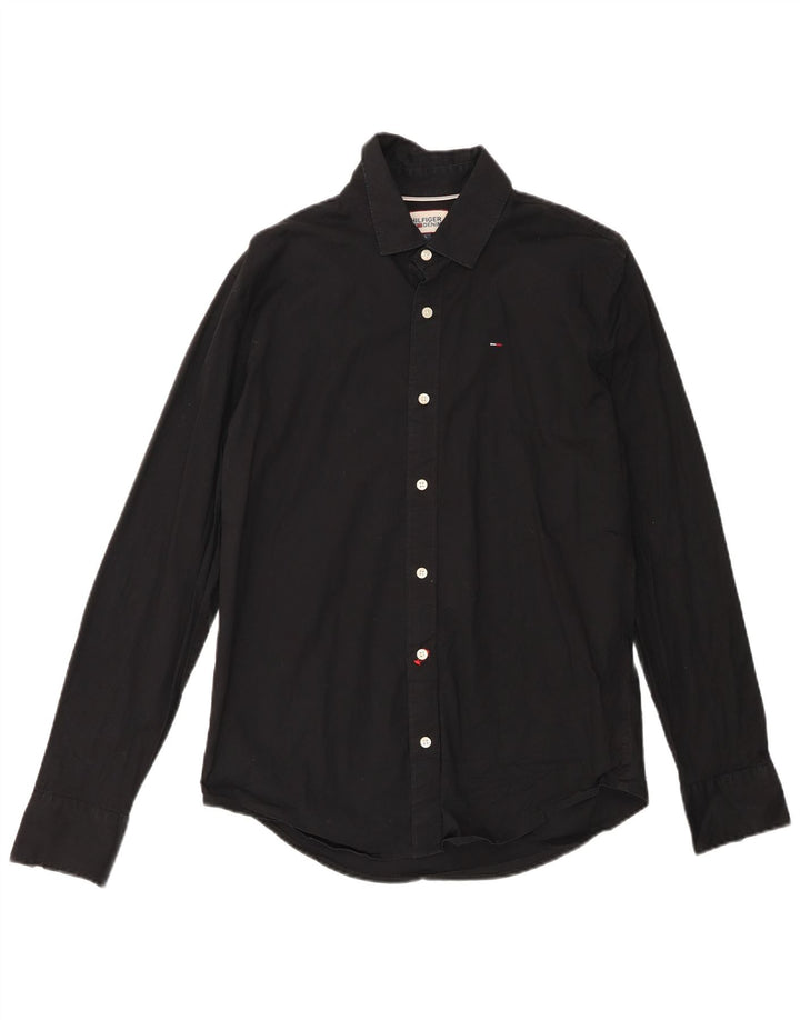TOMMY HILFIGER Mens Shirt Large Black Cotton