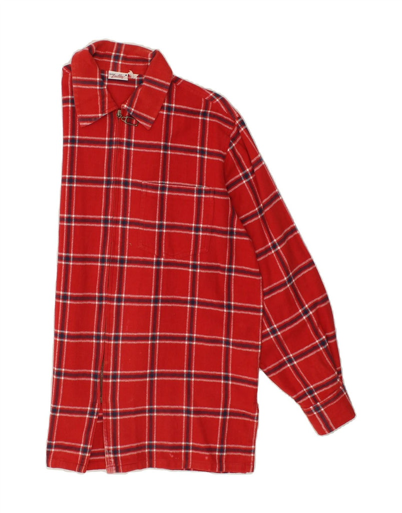 VINTAGE Womens Flannel Shirt UK 12 Medium Red Check Cotton | Vintage Vintage | Thrift | Second-Hand Vintage | Used Clothing | Messina Hembry 