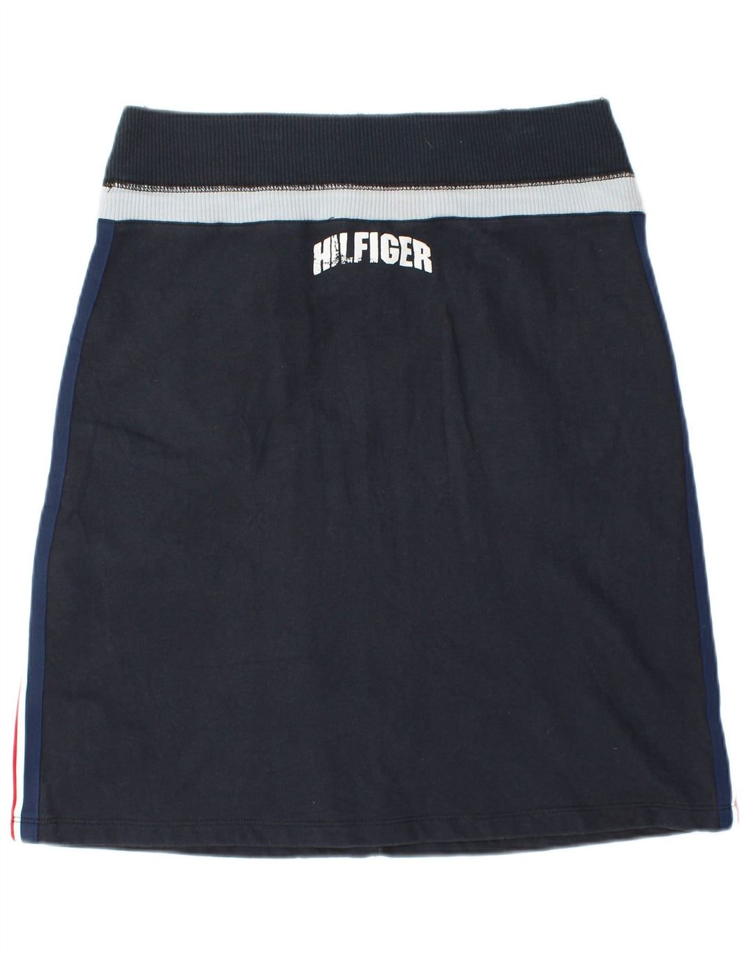 TOMMY HILFIGER Womens A-Line Skirt UK 14 Medium W30 Navy Blue Colourblock