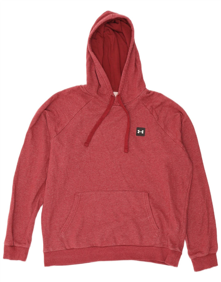 Under Armour Mens Hoodie Jumper Large Red Cotton