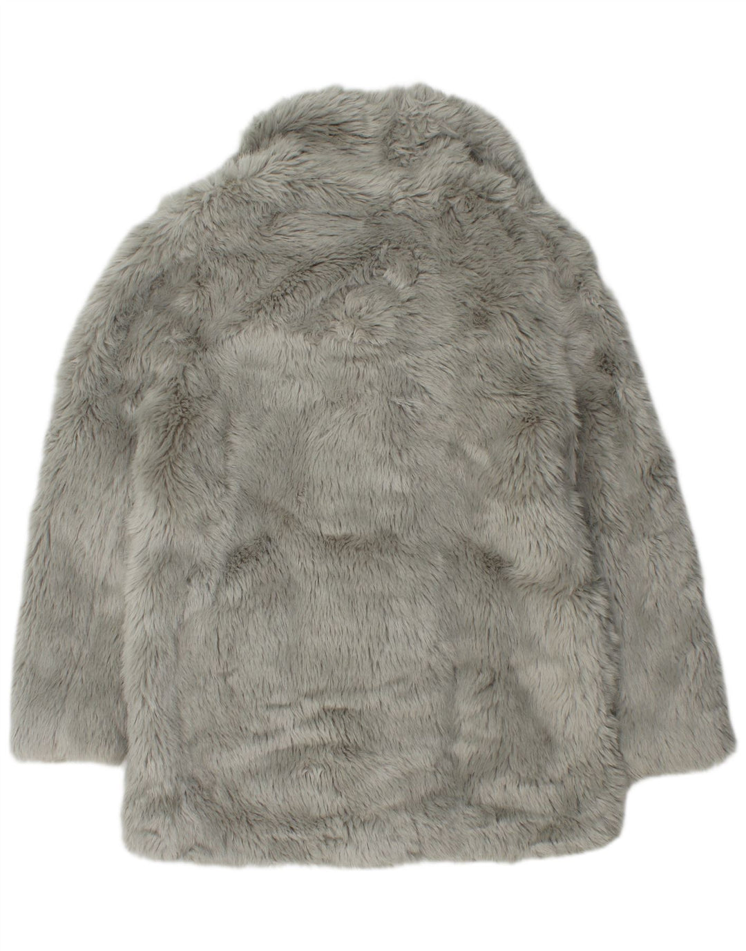 Topshop Womens Faux Fur Overcoat UK 12 Medium Grey Modacryl