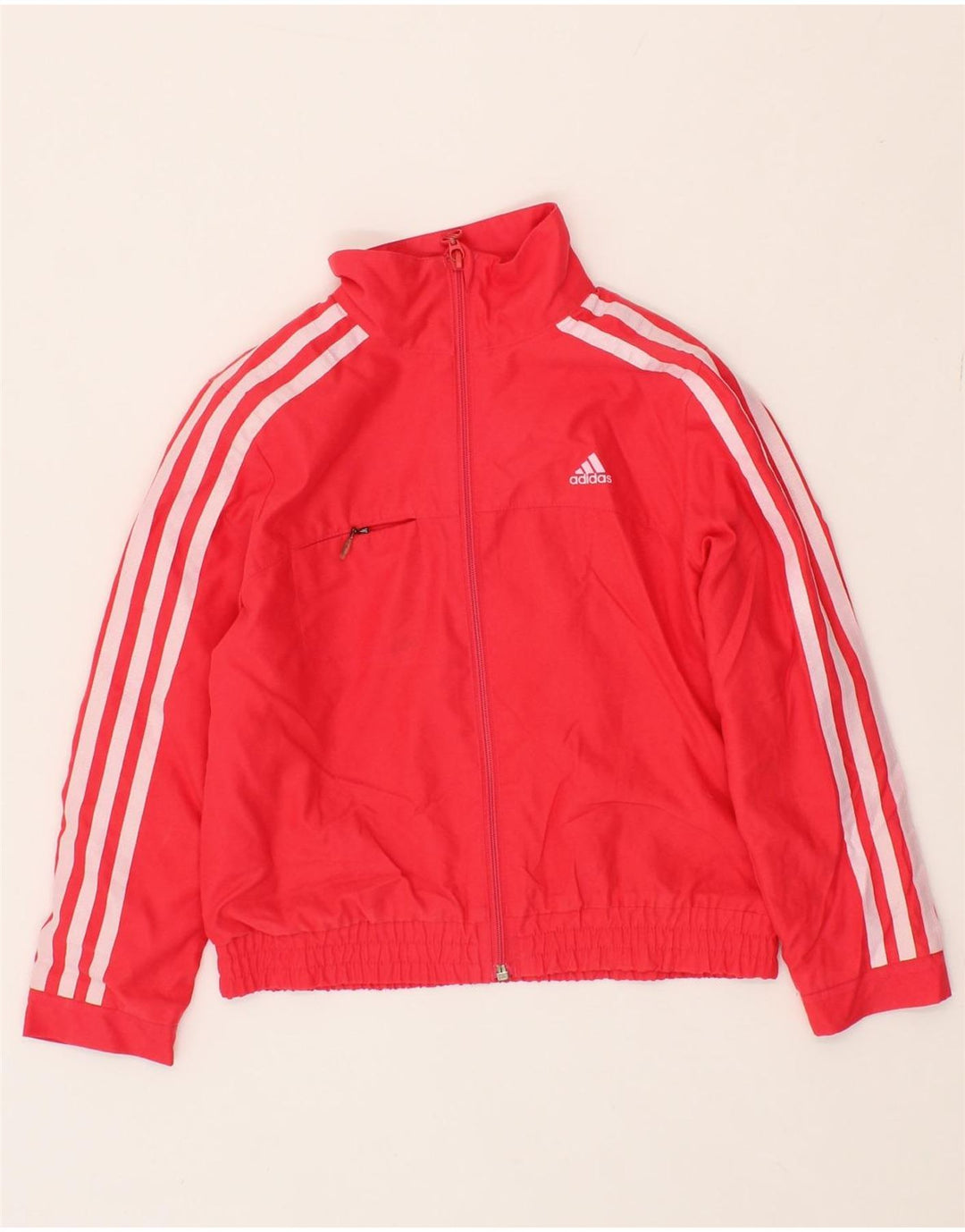 ADIDAS Girls Tracksuit Top Jacket 5-6 Years Red Polyester Vintage Adidas and Second-Hand Adidas from Messina Hembry 