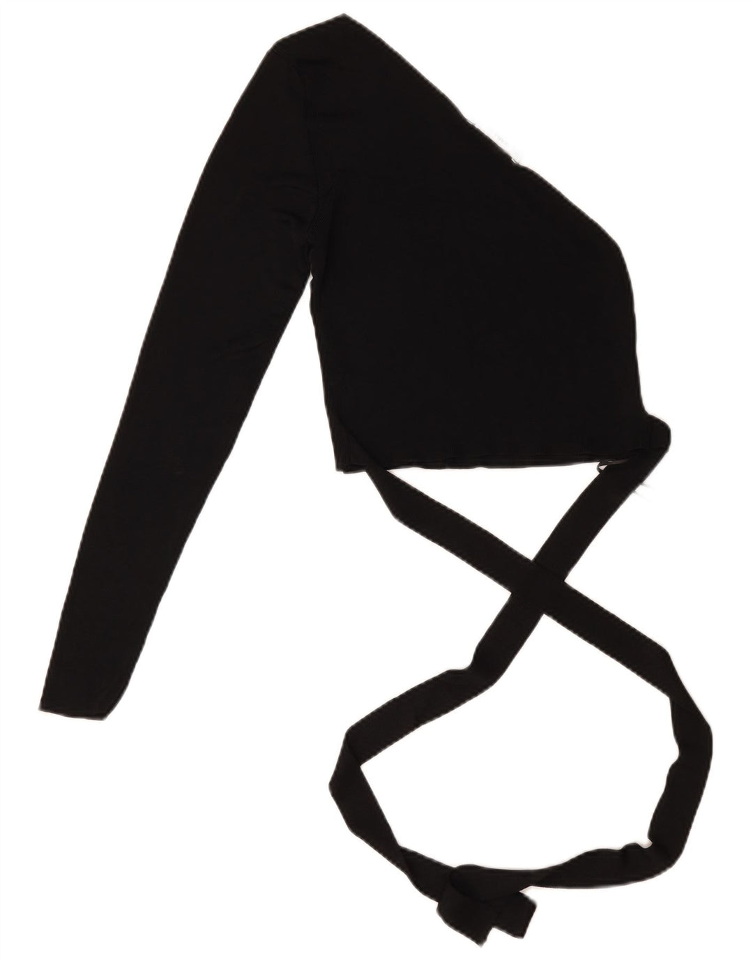 Zara Womens Crop One Shoulder Top UK 12 Medium Black Viscose