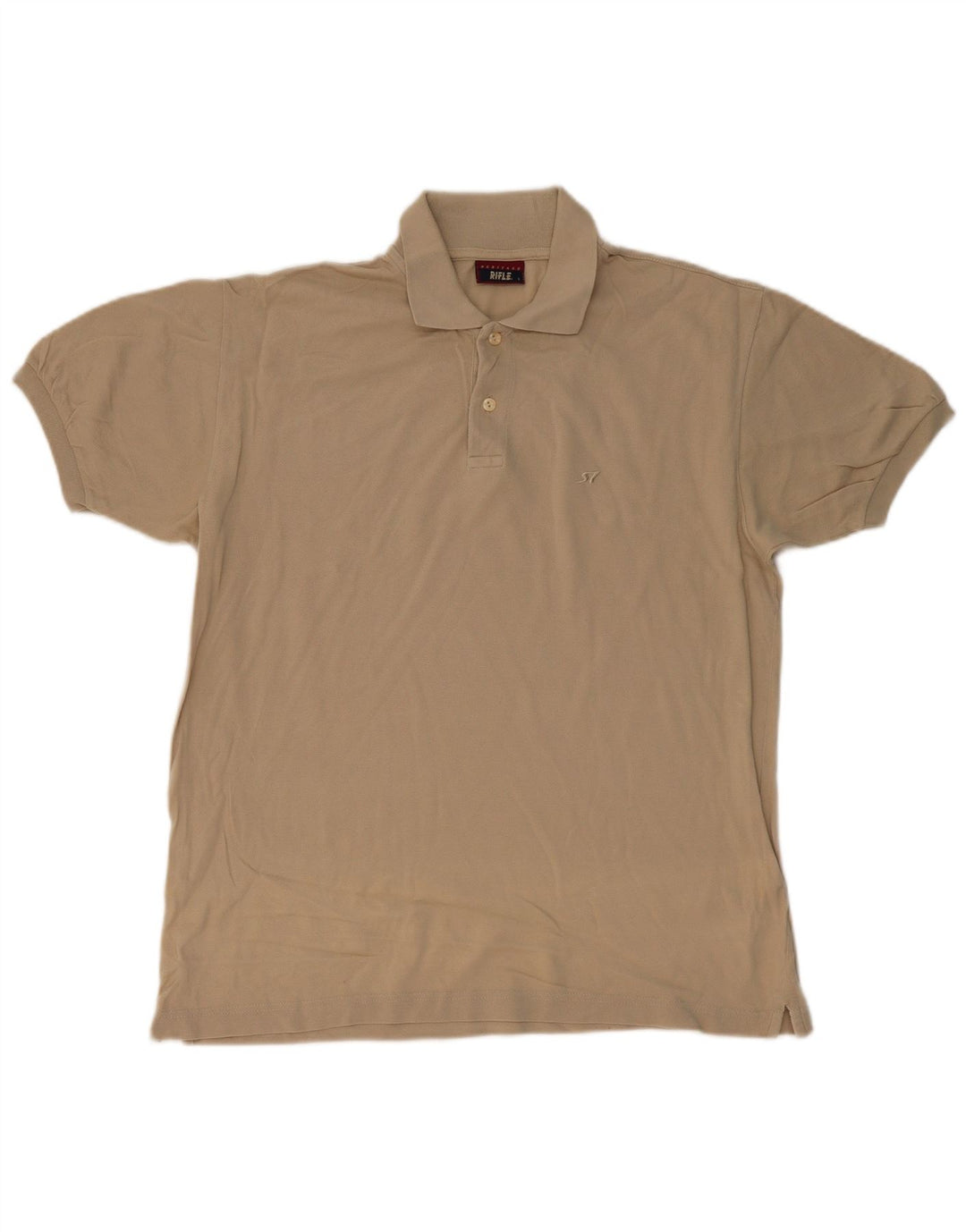 RIFLE Mens Heritage Polo Shirt Large Beige Cotton