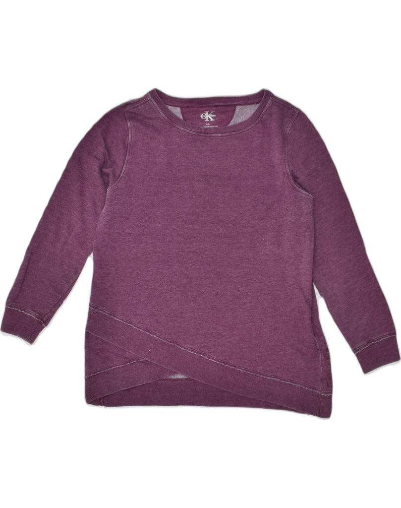 CALVIN KLEIN Womens Sweatshirt Jumper UK 16 Large Purple Cotton | Vintage Calvin Klein | Thrift | Second-Hand Calvin Klein | Used Clothing | Messina Hembry 