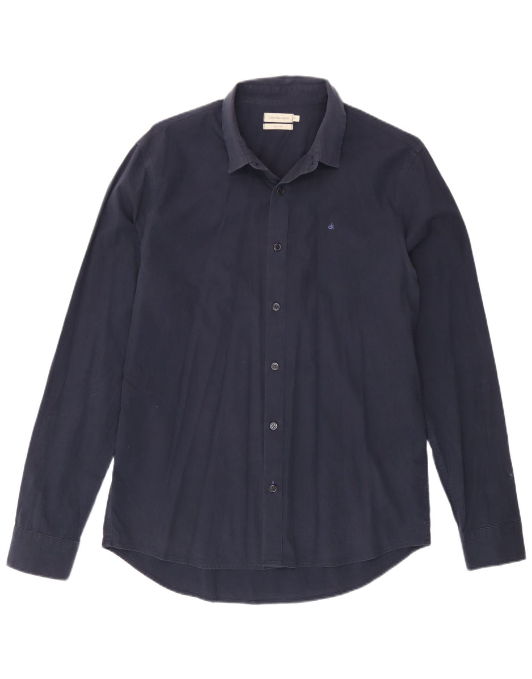Calvin Klein Jeans Mens Slim Fit Shirt Medium Navy Blue Cotton