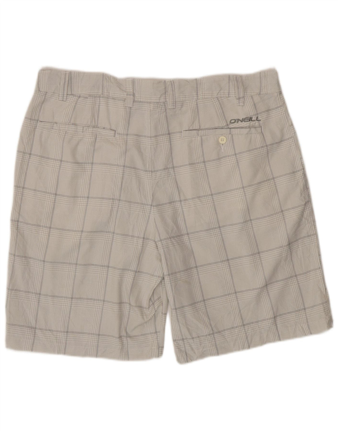 O'Neill Mens Chino Shorts W38 XL Grey Check Polyester