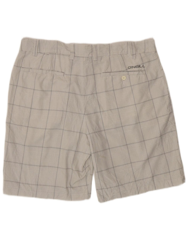 O'Neill Mens Chino Shorts W38 XL Grey Check Polyester