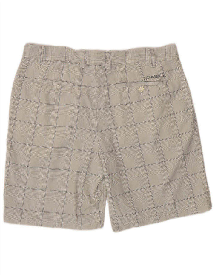 O'Neill Mens Chino Shorts W38 XL Grey Check Polyester