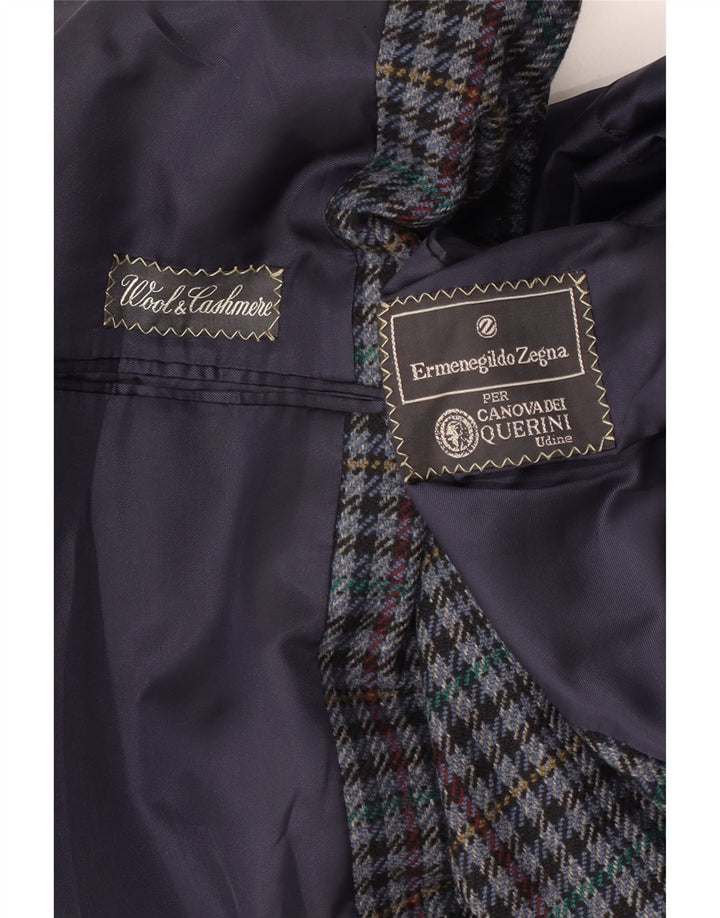 Ermenegildo Zegna Mens 2 Button Blazer Jacket UK 38 Medium Blue Houndstooth